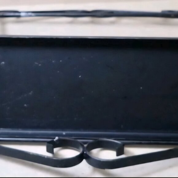 Vintage Wrought Iron Black Wall Shelf with Scroll Elements - Picture 5 of 8